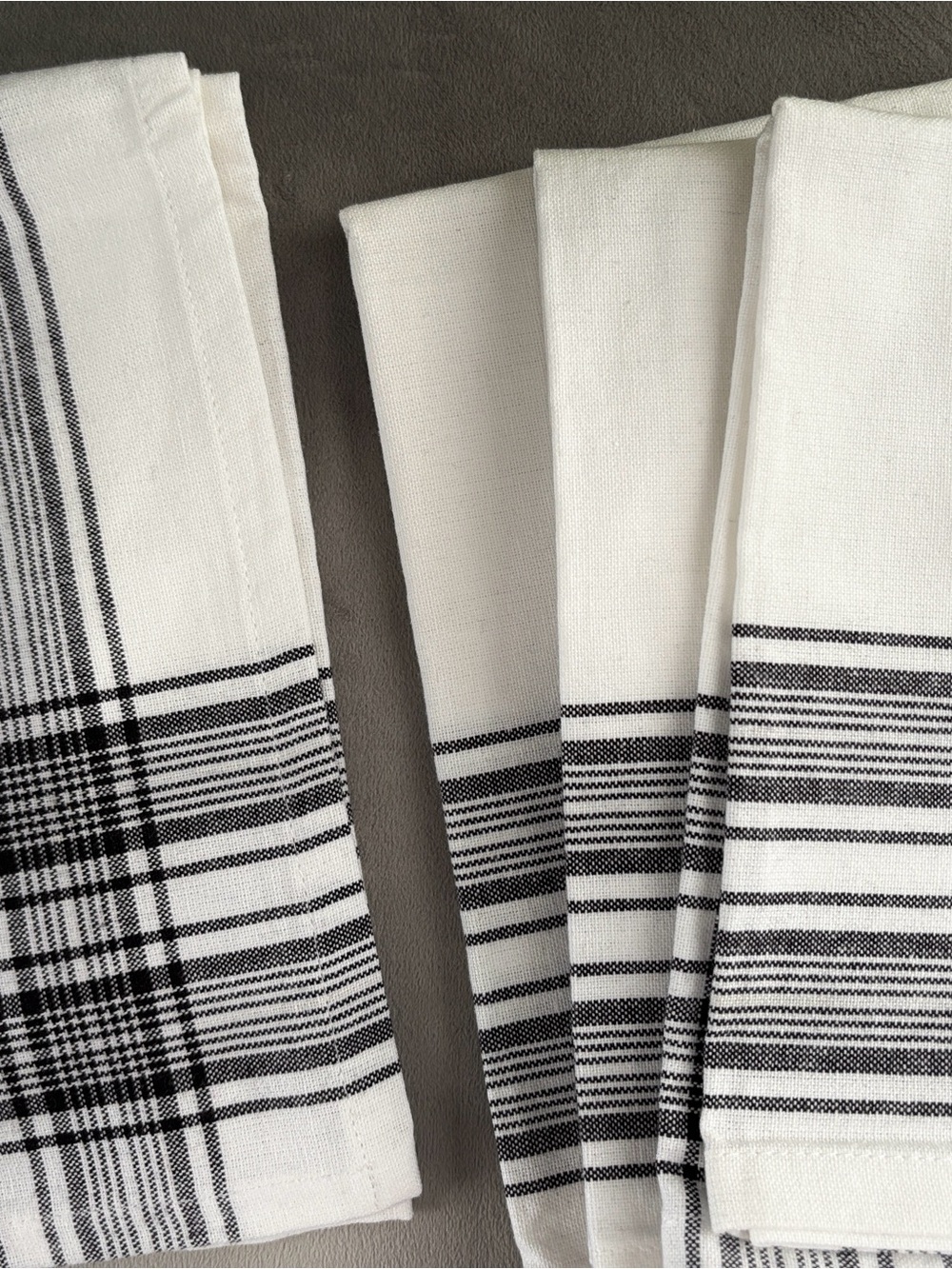 Williams Sonoma Black and White Striped Cotton Kitchen Towels